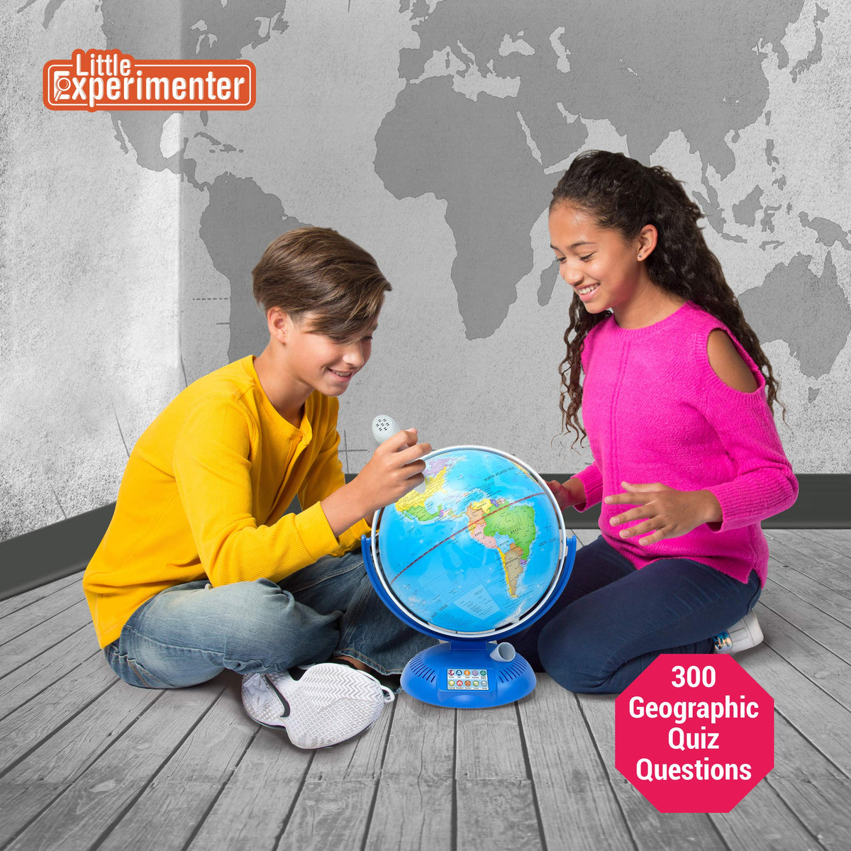 Little Experimenter interactive globe display for engaging geography learning.