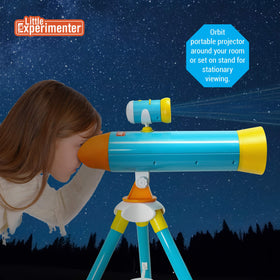 Little Experimenter projector telescope offers 2x magnification for engaging space viewing.