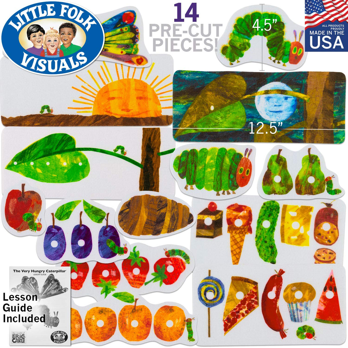 Little Folk Visuals Pre-cut Caterpillar felt piece supports classroom storytelling and early sequencing skills