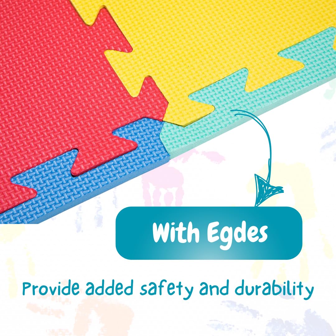 Little Fun Times foam tiles with letters and numbers promote interactive learning