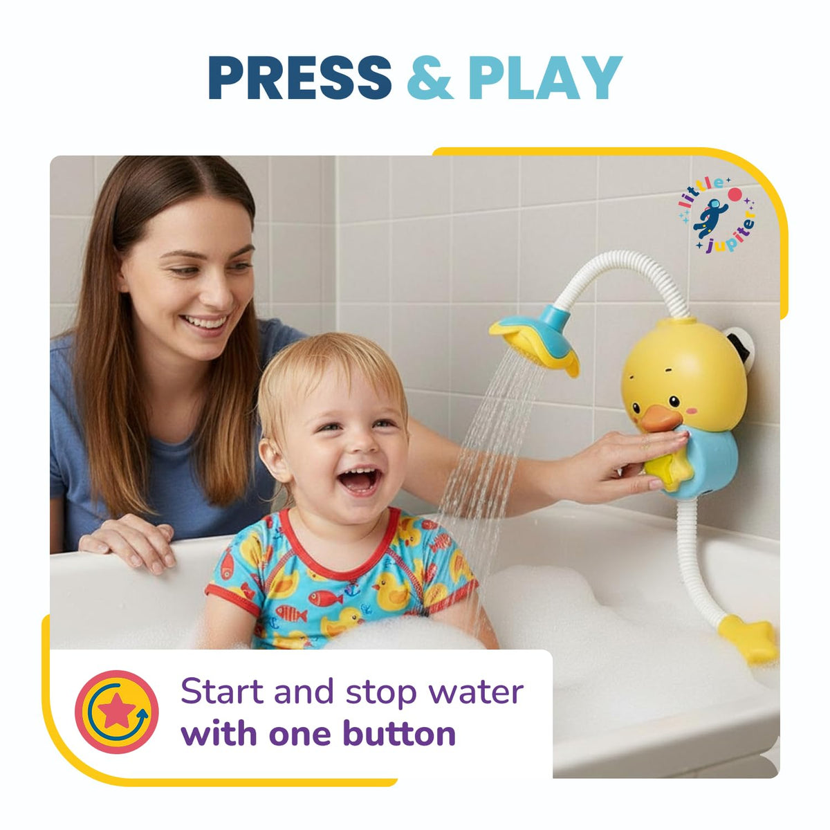 Little Jupiter bath toy gift pack offers toddler-friendly bath time joy.