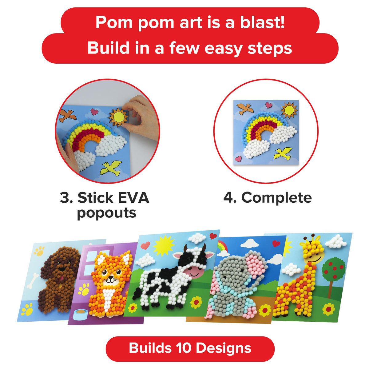 Little Jupiter Pom Pom Art elephant design sparks imagination and steady hand control.