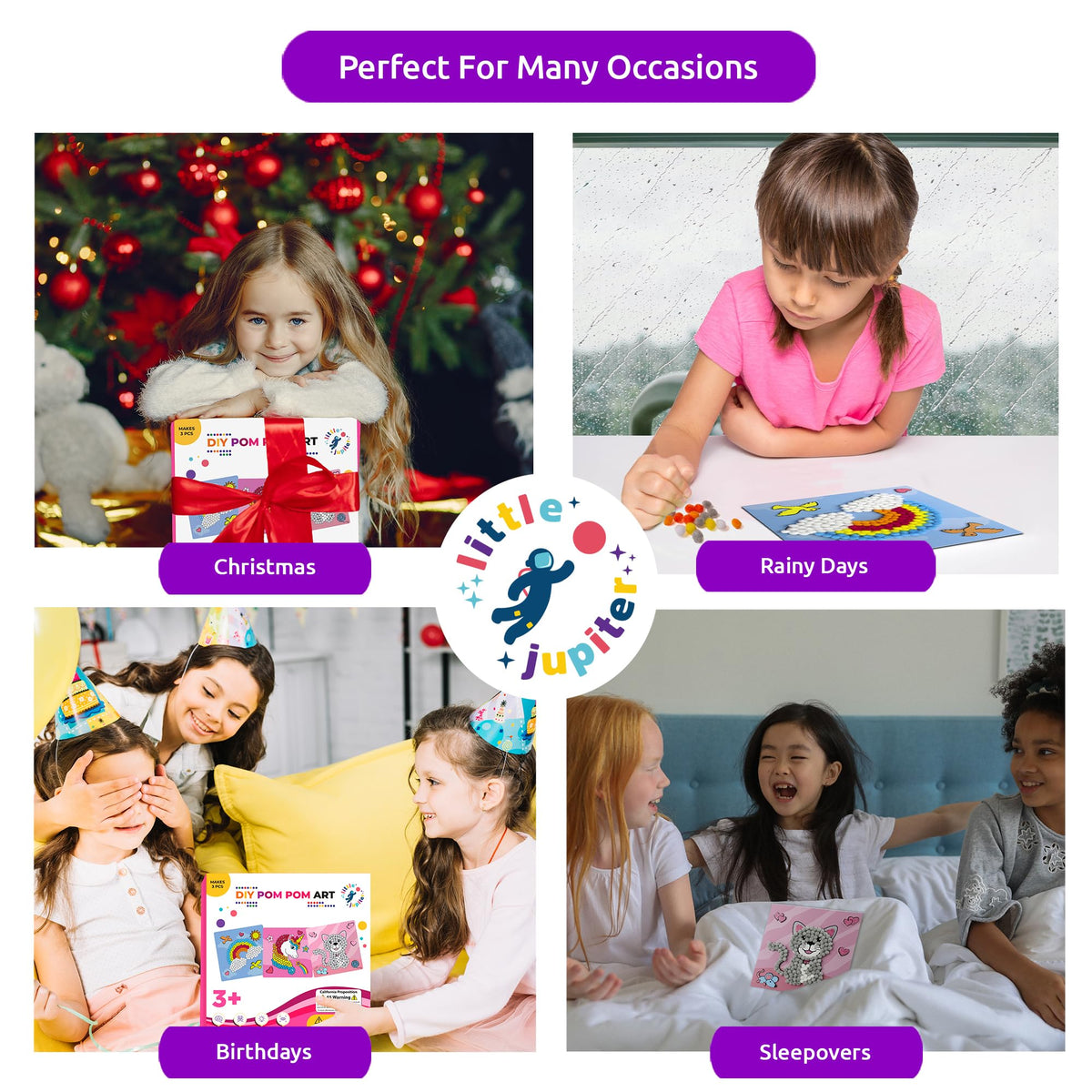 Little Jupiter pom pom art family crafting session promotes cooperative play