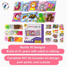Little Jupiter kids sticking pom poms on design cards for a mess-free craft