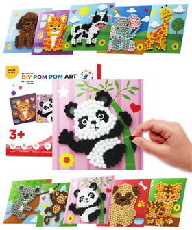 Little Jupiter Pom Pom Art monkey design boosts creativity and fine motor skills.