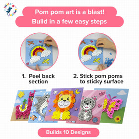 Little Jupiter pom pom art sticky surface for effortless placement of decorations