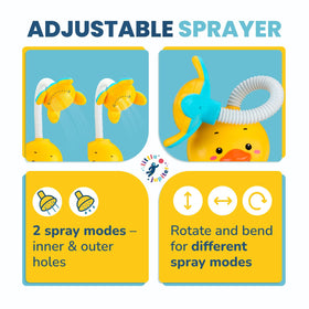 Little Jupiter suction cup attachment secures toy to tub wall.