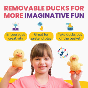 Little Jupiter travel duck plush, compact companion for trips with kids.