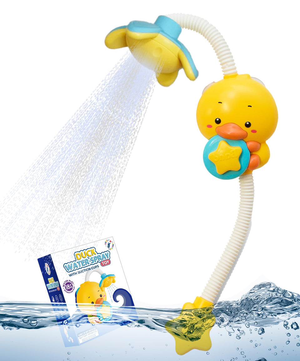 Little Jupiter yellow duck suction-wall bath toy for easy wall mounting and bath play.