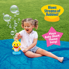 Little Kids Baby Shark bubble stream without mess, perfect for outdoor play.