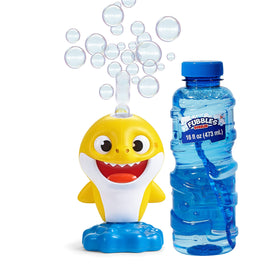Little Kids Baby Shark No Spill Bubble Machine creates endless bubbles for toddlers.