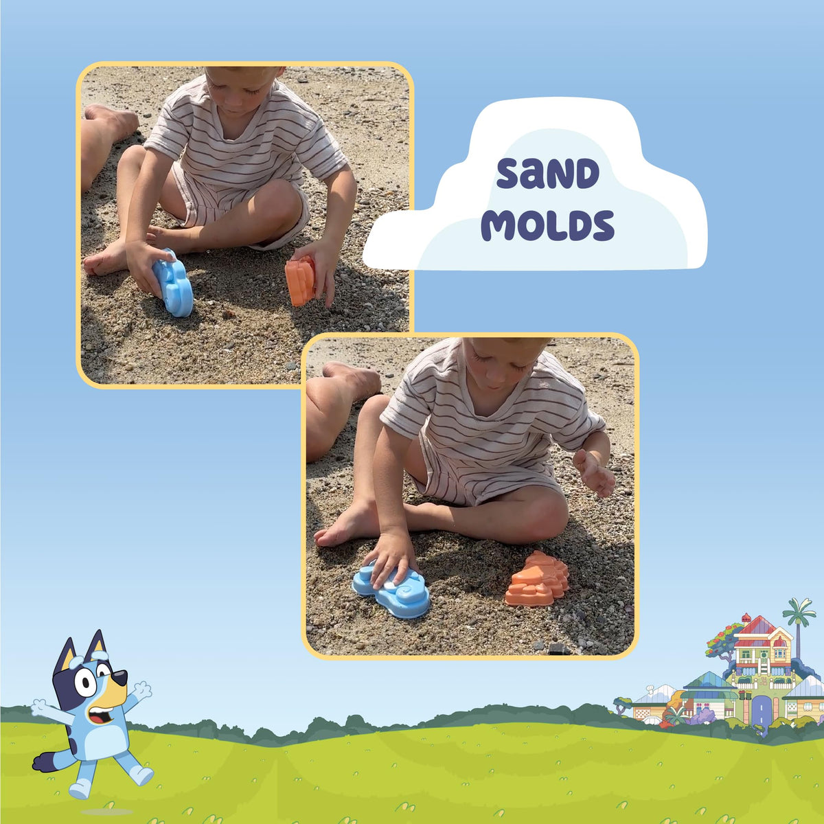 Little Kids Bluey shovel designed for easy digging and shaping in sand.