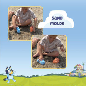 Little Kids Bluey shovel designed for easy digging and shaping in sand.