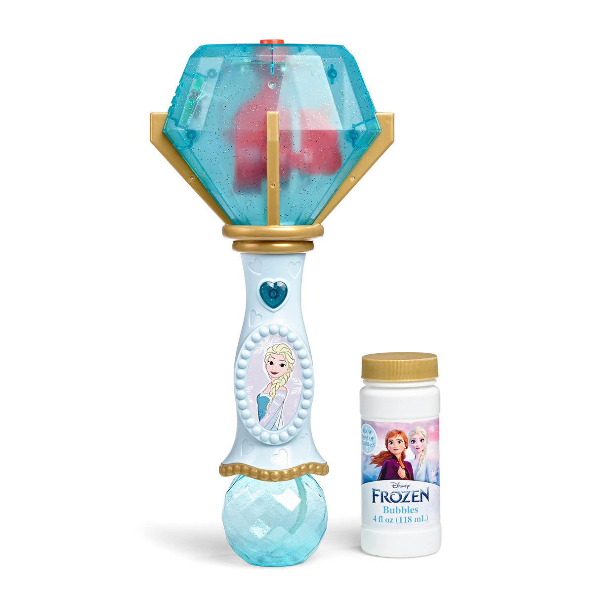 Little Kids Elsa bubble wand lit in action for imaginative playtime.