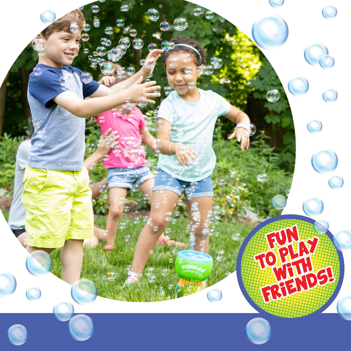 Three no-spill wands on the Fubbles Funfiniti bubble machine