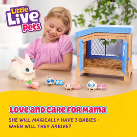 Little Live Pets bunny babies inside the hutch ready for nurturing play