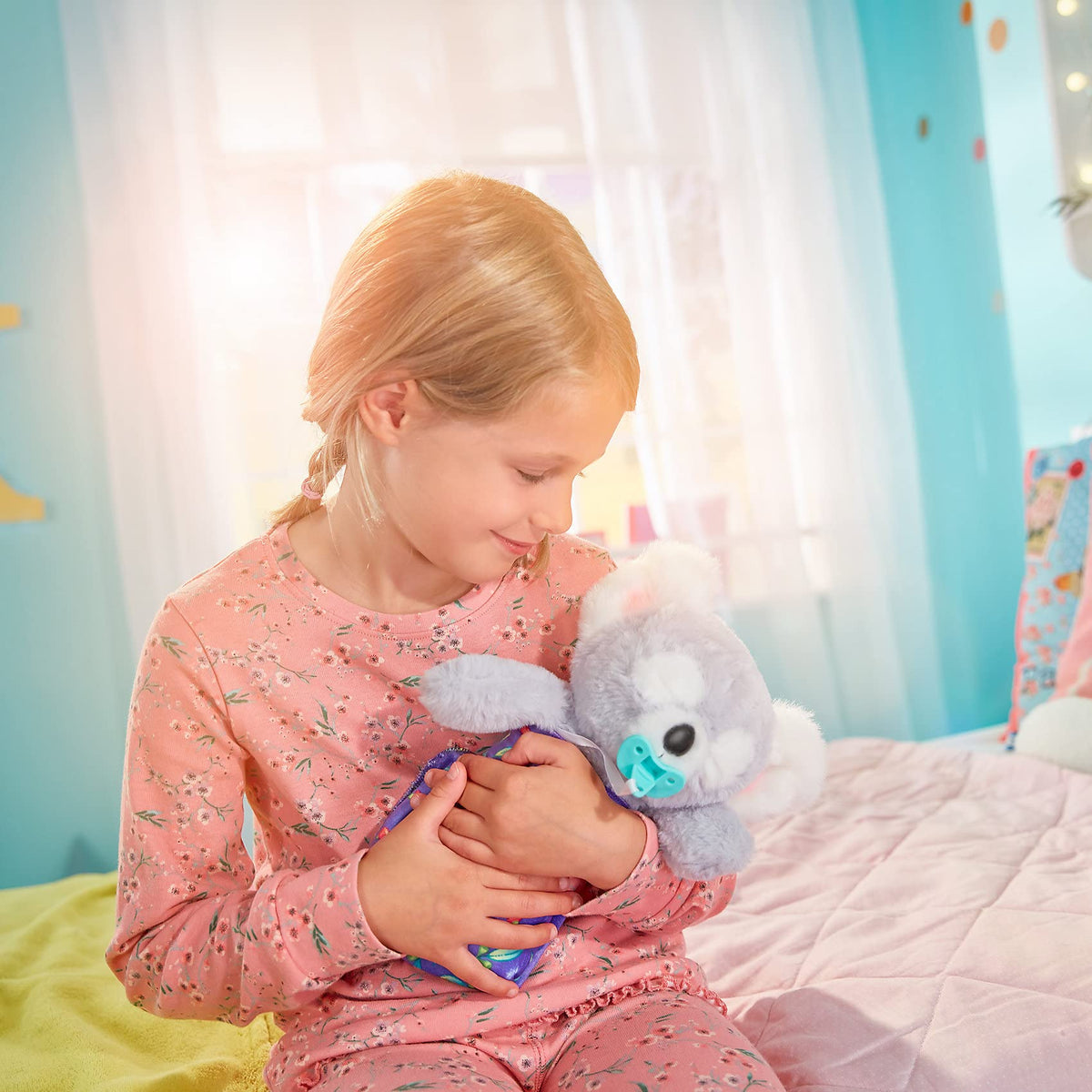 Close-up koala hug promotes comforting moments during bedtime rituals