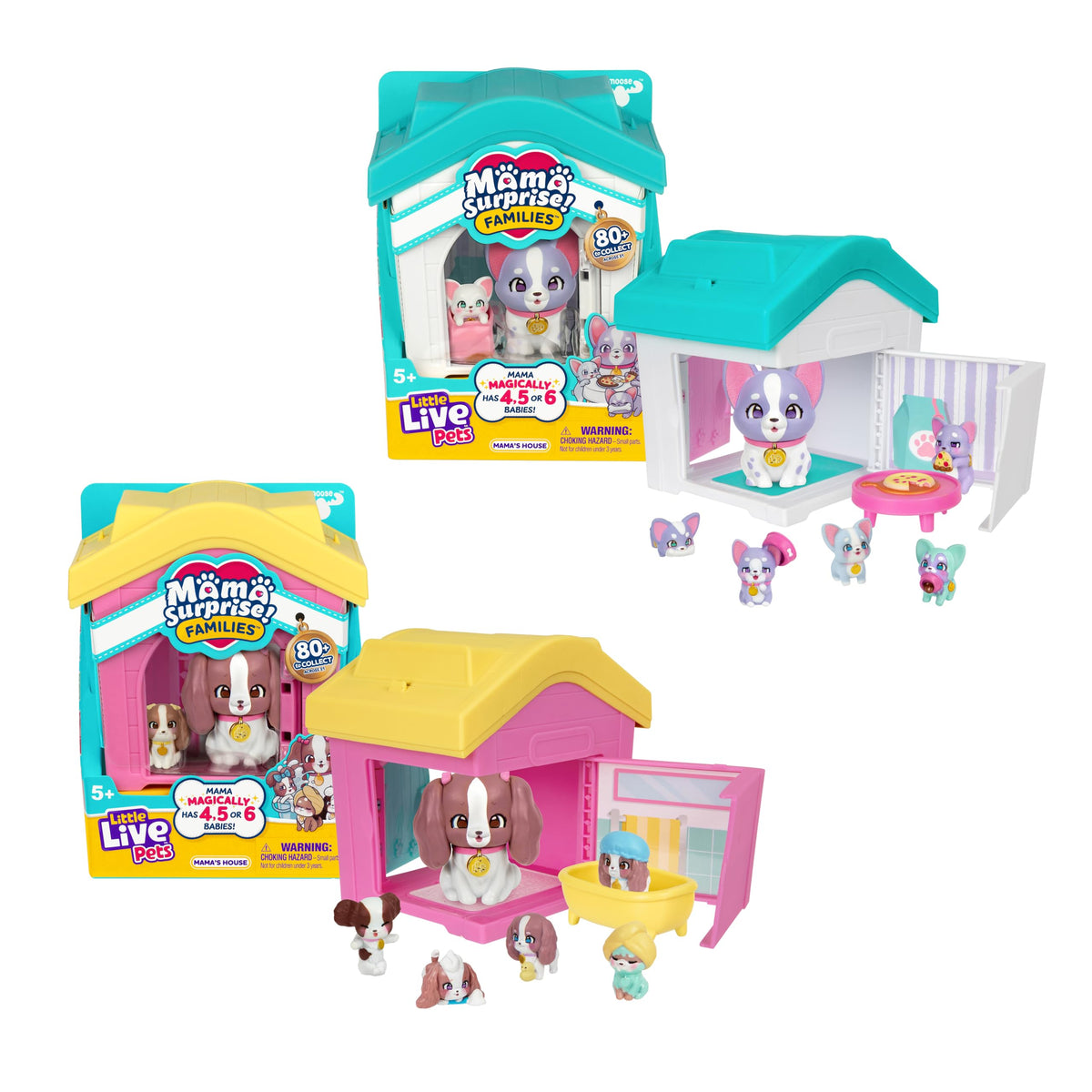 Little Live Pets Mama Surprise Frenchie with blush reveal inside dog house for imaginative play