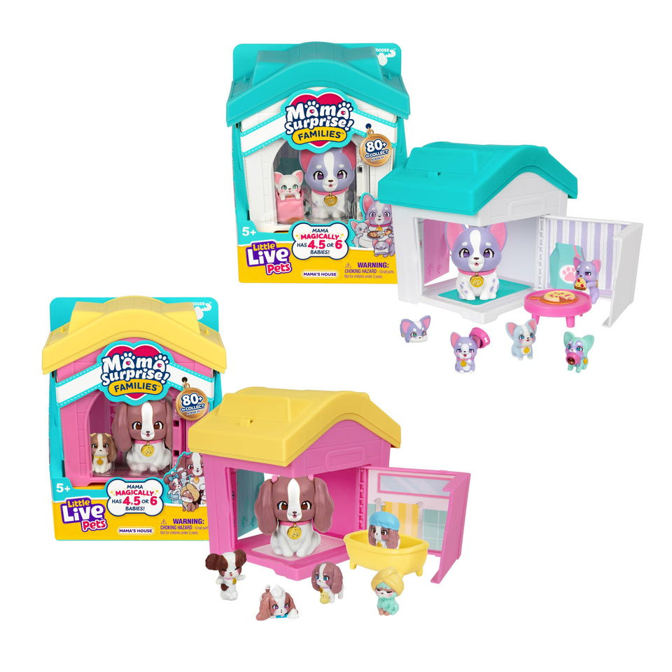 Little Live Pets Mama Surprise Frenchie with blush reveal inside dog house for imaginative play
