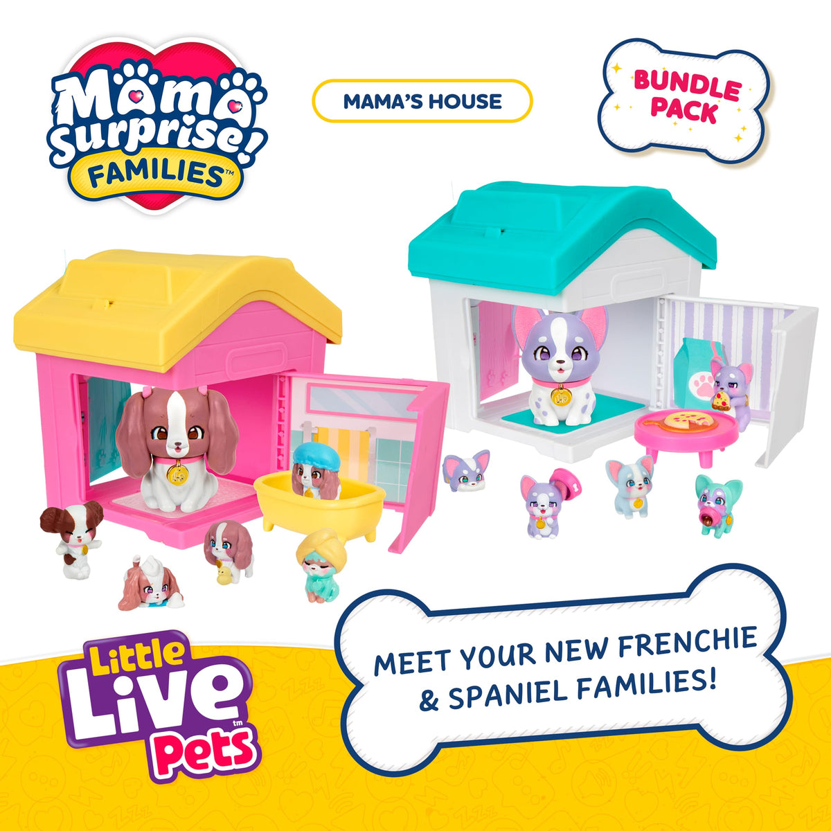 Little Live Pets Mama Surprise Spaniel with blush reveal inside dog house for imaginative play