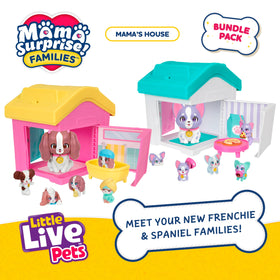 Little Live Pets Mama Surprise Spaniel with blush reveal inside dog house for imaginative play
