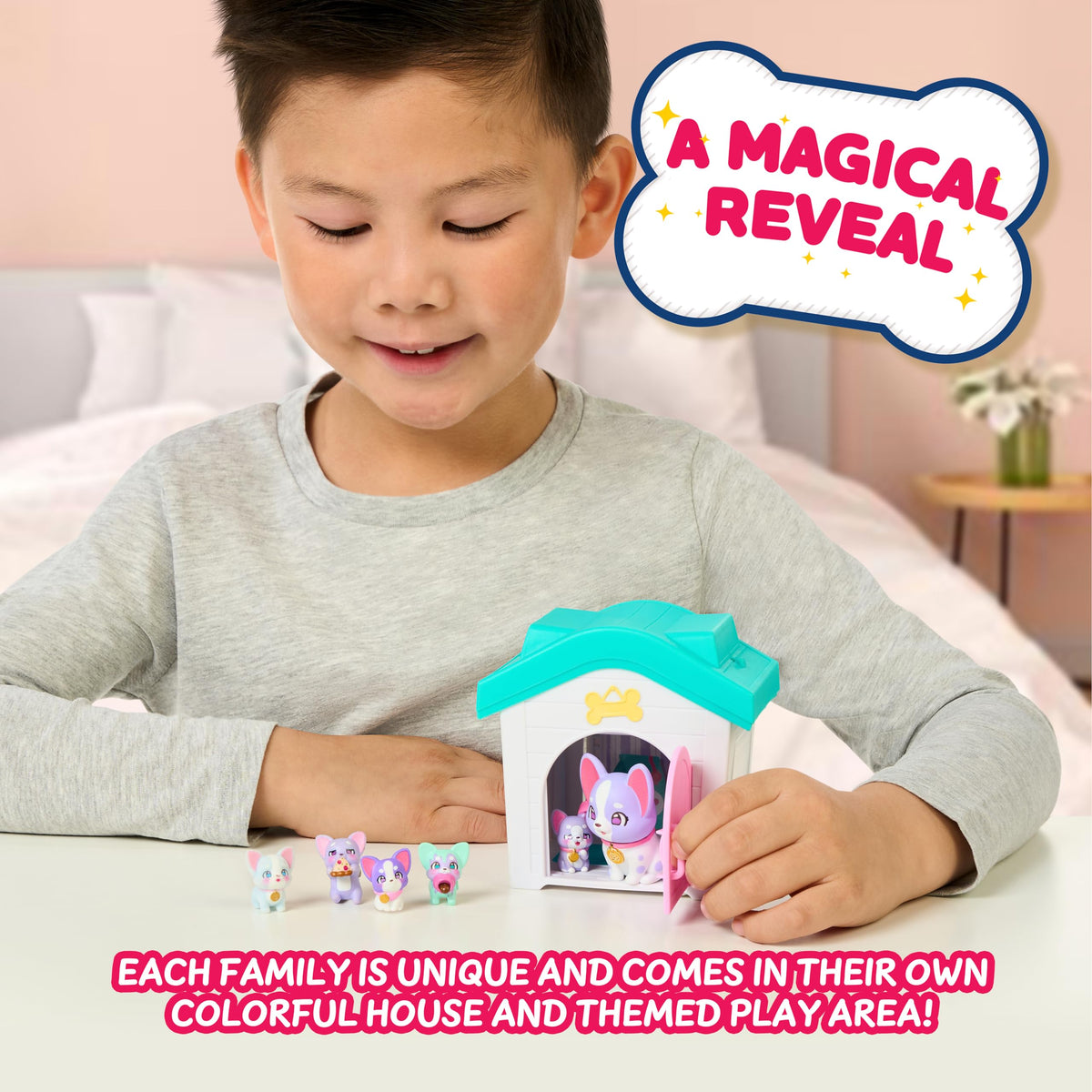 Little Live Pets Puppy reveal from Mama Surprise dog house with 4–6 surprise puppies for discovery