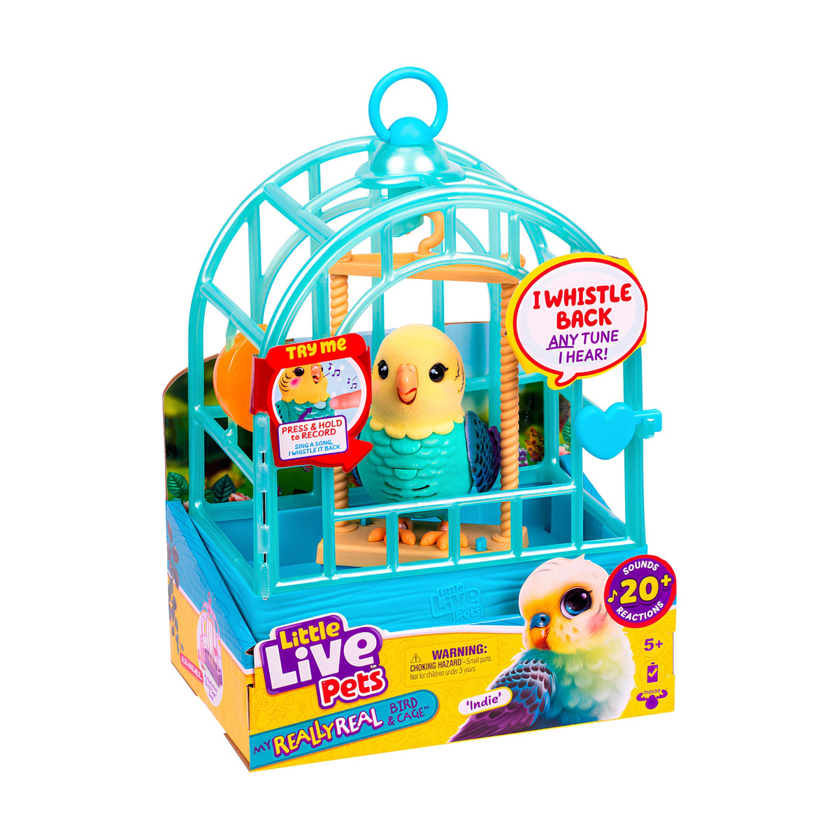 Little Live Pets Indie bird close-up with flocked feathers for realism and play