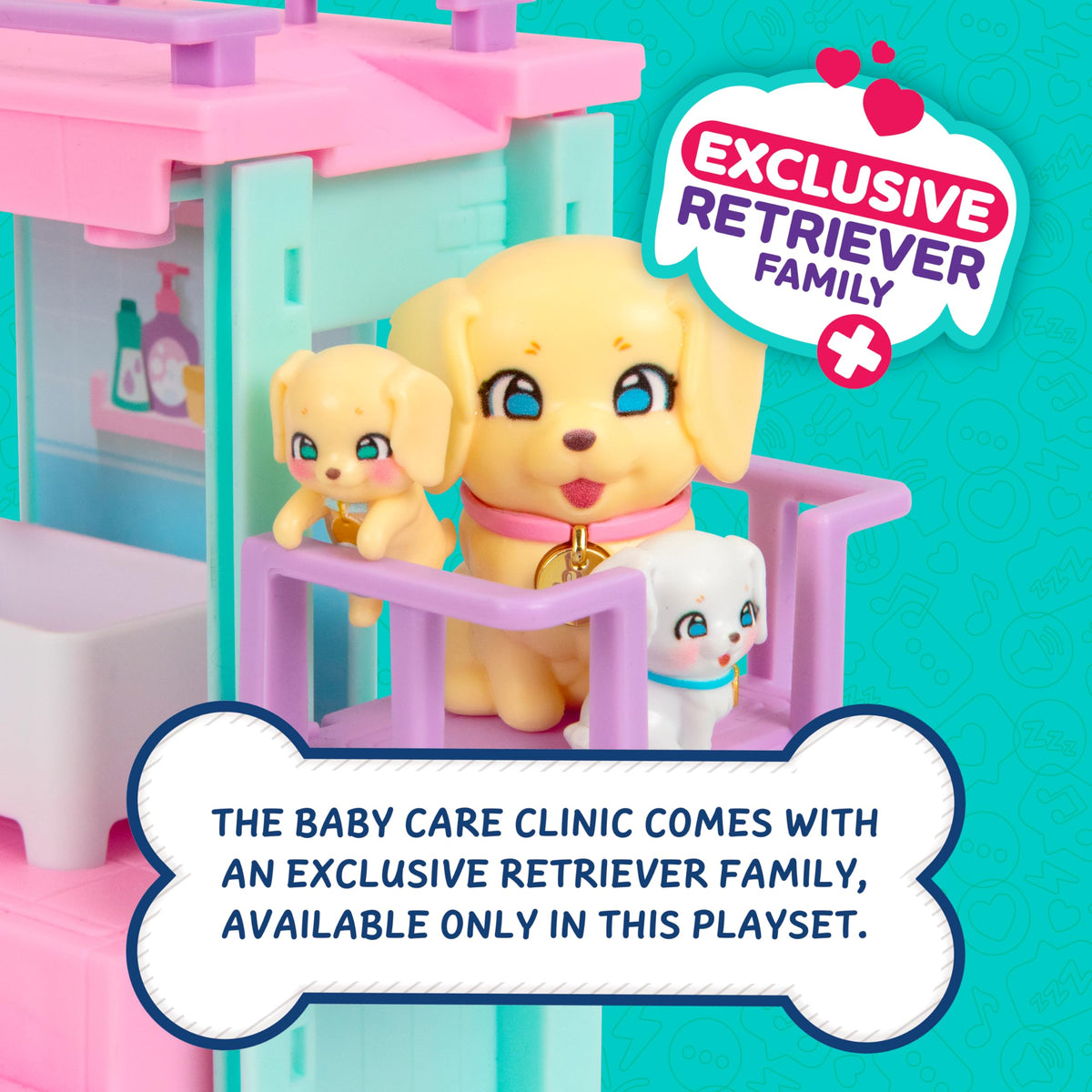 Two-sided Mama Surprise Families playset with bath, meal, and care areas supports versatile storytelling.