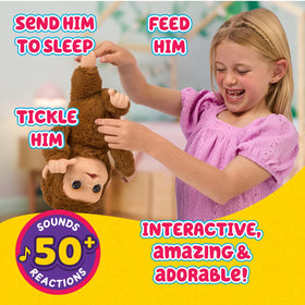 Little Live Pets Mango hanging on a branch enables dynamic pretend play