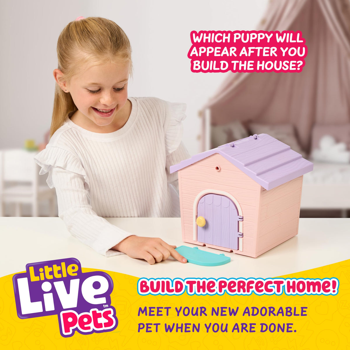Little Live Pets My Puppy's Home Mini pink door attachment enabling easy setup and play.