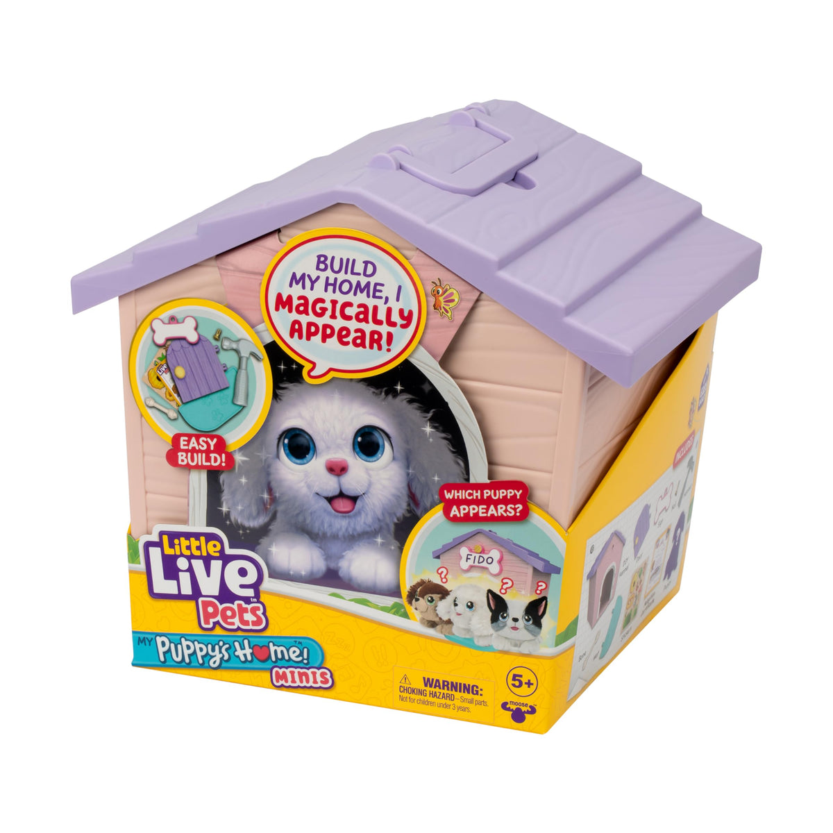 Little Live Pets My Puppy's Home Mini pink built-in handle makes carrying simple.