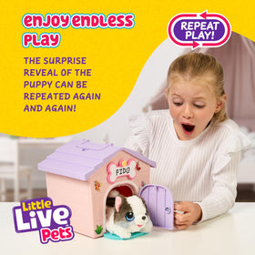 Little Live Pets My Puppy's Home Mini pink name plate supports personalized naming.