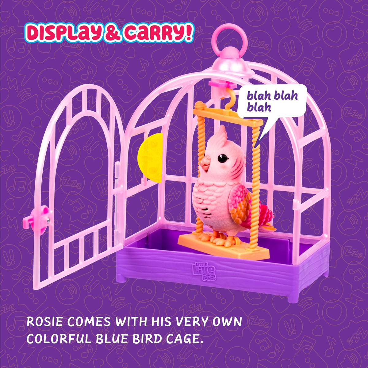 Touch Rosie on head or back to trigger chirps and replies