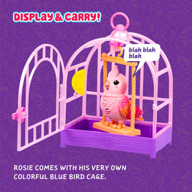 Touch Rosie on head or back to trigger chirps and replies