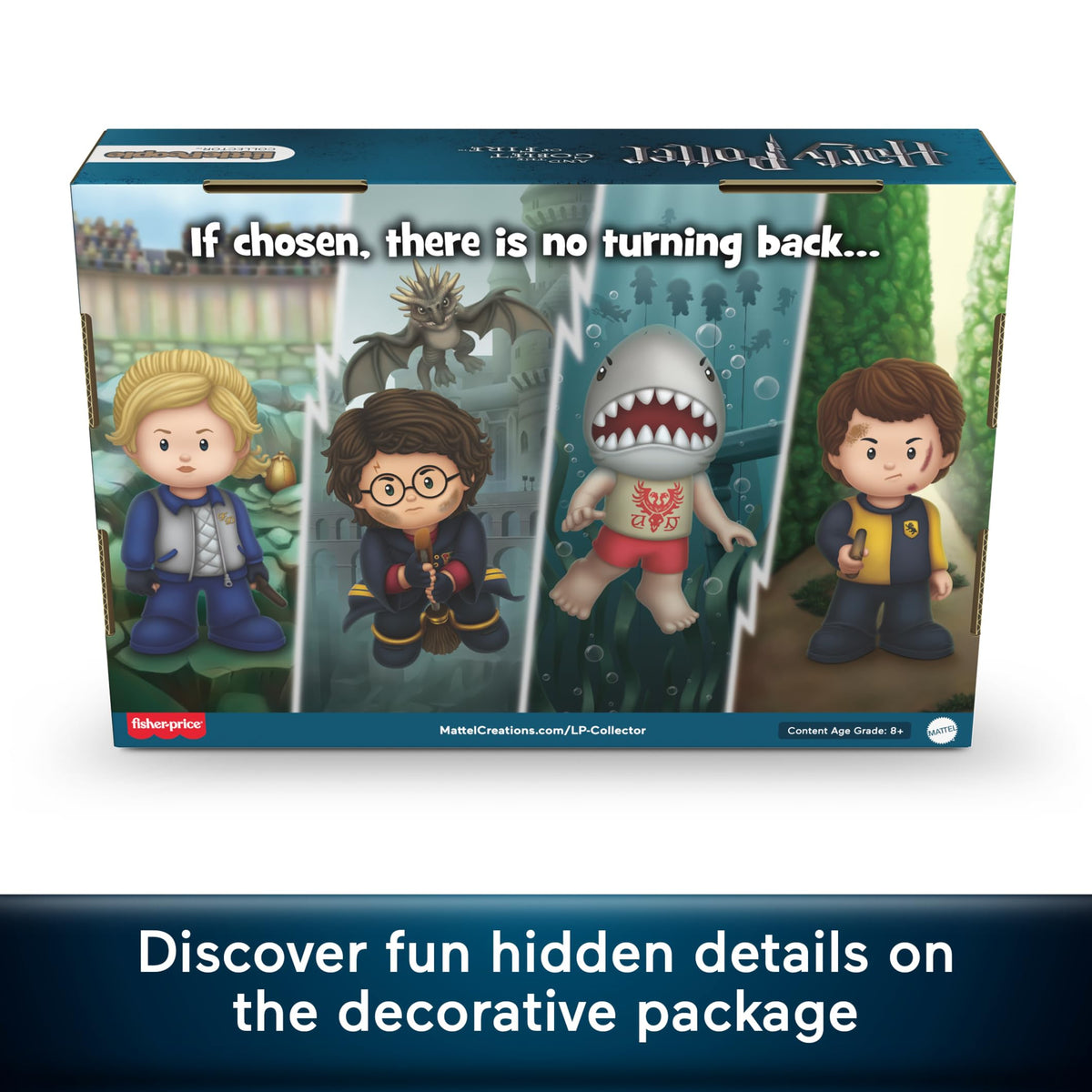 Little People Collector Triwizard Tournament window box packaging for display.