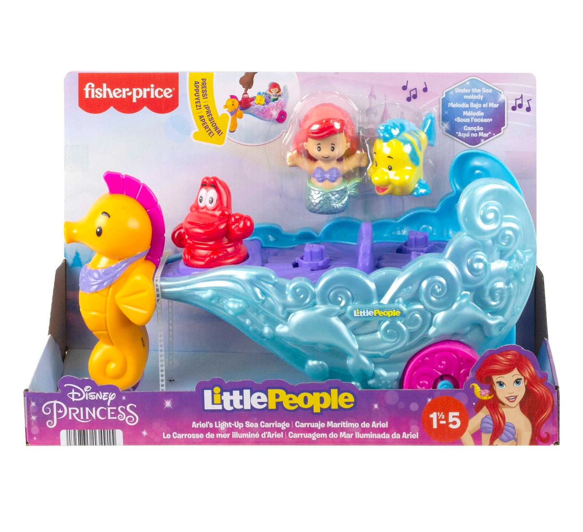 Disney Princess magic meets toddler play with the Little People sea carriage for sea adventures.