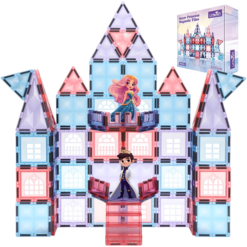 Little Pi Frozen Magnetic Tiles create an icy castle for imaginative play