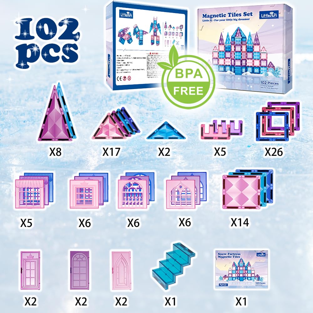 Little Pi Frozen Princess Castle wide shot shows a snowy kingdom setup