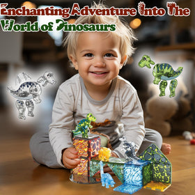 Little Pi magnetic tiles dinosaurs, kids build prehistoric worlds to boost creativity.
