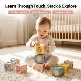 Little Rawr natural wood-core visible through silicone exterior for tactile exploration.