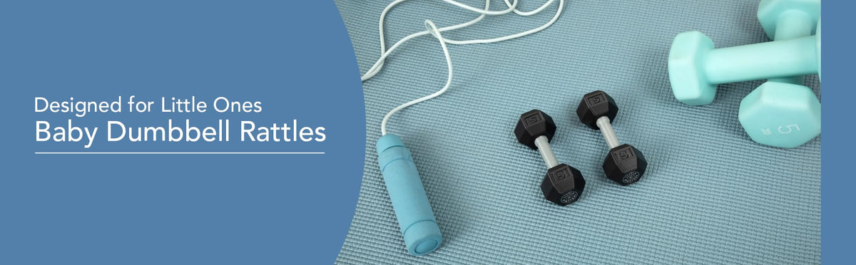 Little Spotters realistic dumbbell rattles provide lightweight sensory play for tiny hands