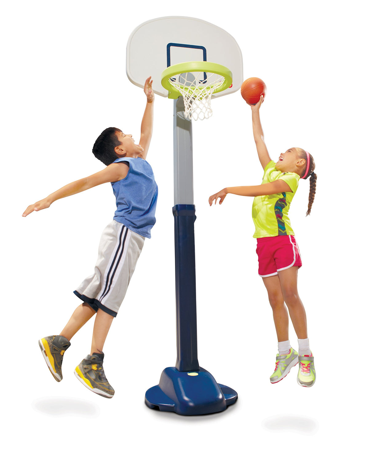 Little Tikes Adjust and Jam Pro hoop blue with adjustable height for growing players.