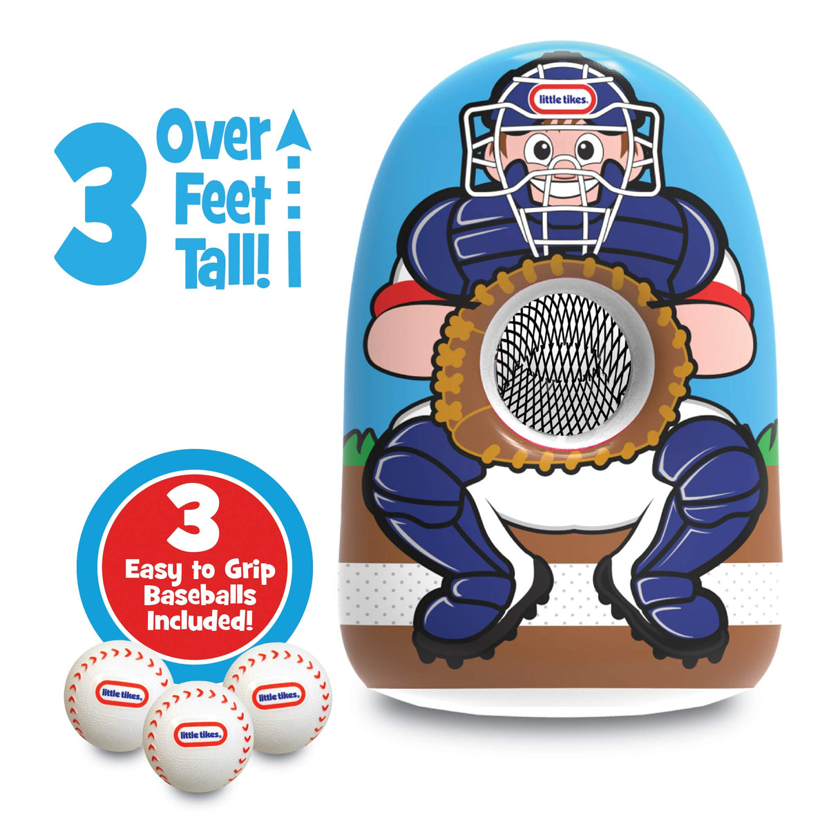 Little Tikes baseball trainer with included baseballs for family pitching practice.