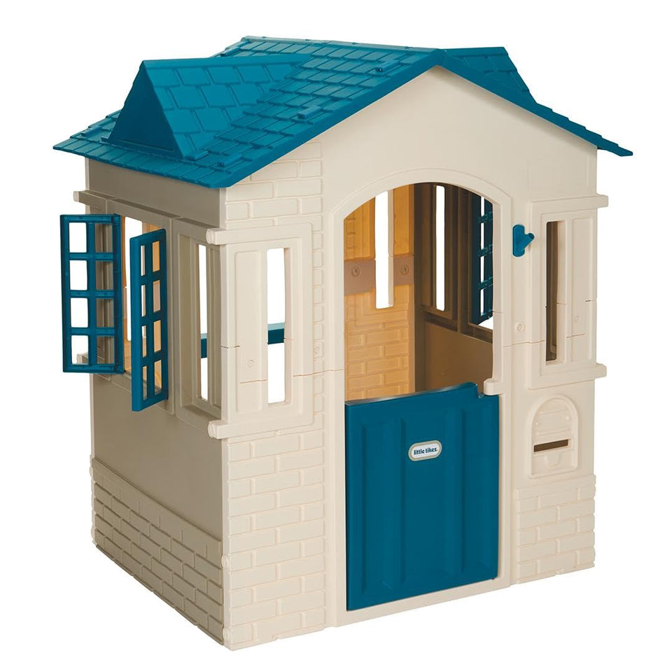 Little Tikes Cape Cottage Playhouse Blue Large door for easy access during imaginative play.