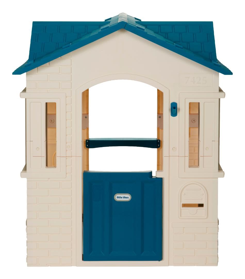 Little Tikes Cape Cottage Playhouse Blue Large window panels invite peekaboo play and natural light.