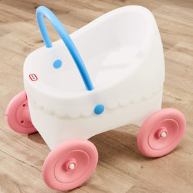 Little Tikes Classic Doll Stroller shows a blue handle for easy pushing and steering.