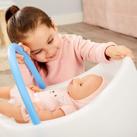 Little Tikes Classic Doll Stroller features pink wheels for smooth rolling on any surface.