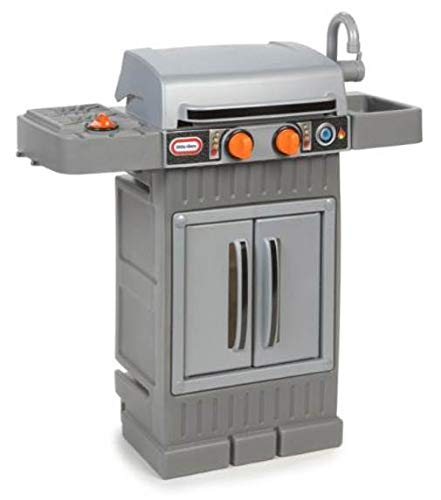 Little Tikes Cook 'n Grow BBQ Grill Gray stores all pieces inside base.