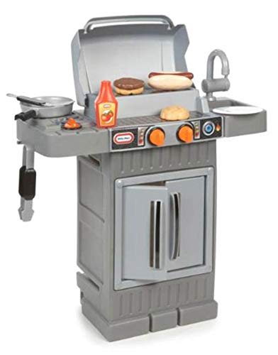 Little Tikes Cook 'n Grow BBQ Grill Gray includes tongs and spatula.