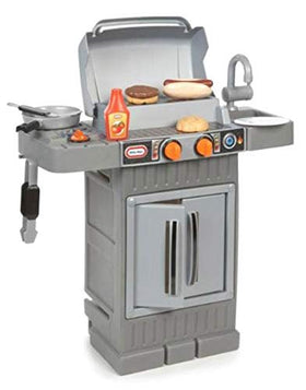 Little Tikes Cook 'n Grow BBQ Grill Gray includes tongs and spatula.